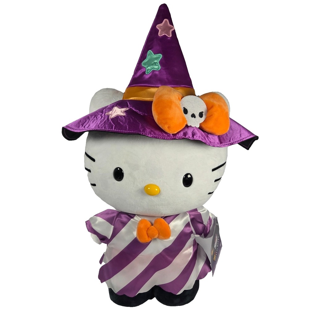 Hello Kitty Halloween Witch Plush 23in Purple Orange Sanrio Large NWT Greeter